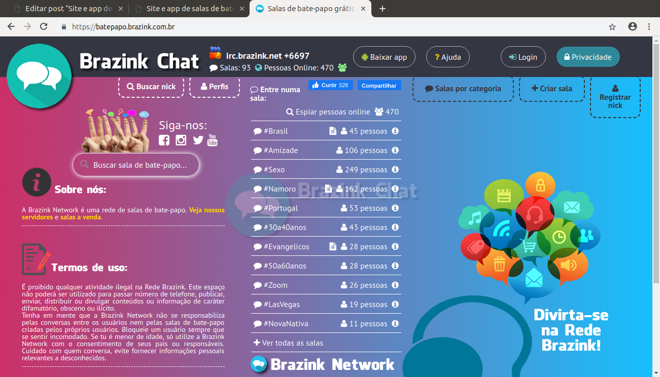 Brazink Chat - Salas de bate-papo